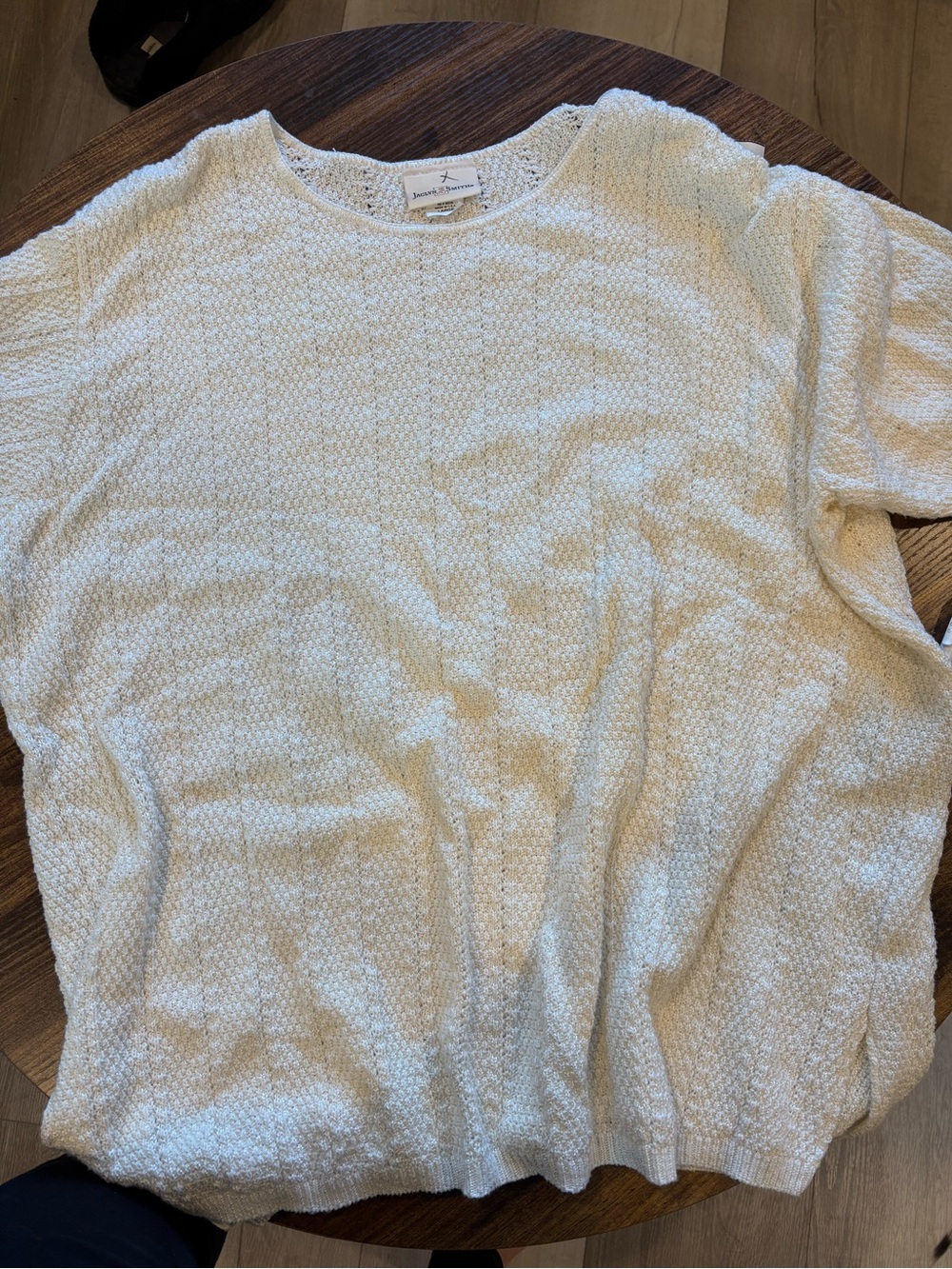 Jaclyn Smith Cream Men's Textured Crewneck Sweater